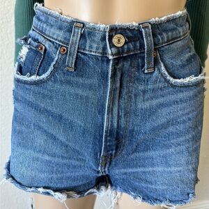 Abercrombie & Fitch medium wash distressed jean shorts